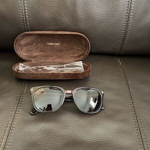 Tom Ford Men’s Black Sunglasses with Grey Mirrored Lenses